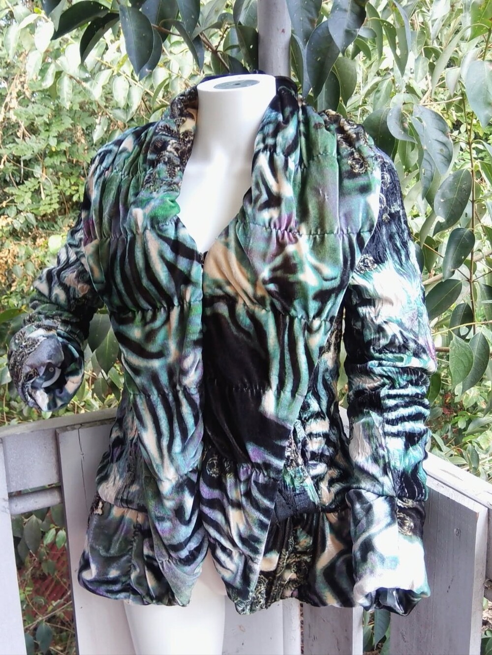 Velvet Crinkle Y2K Artsy Goth Boho Zip Up Jacket